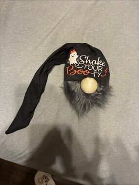 Shake Your Boo-ty Halloween Gnome Hat - Black with Orange & Gray